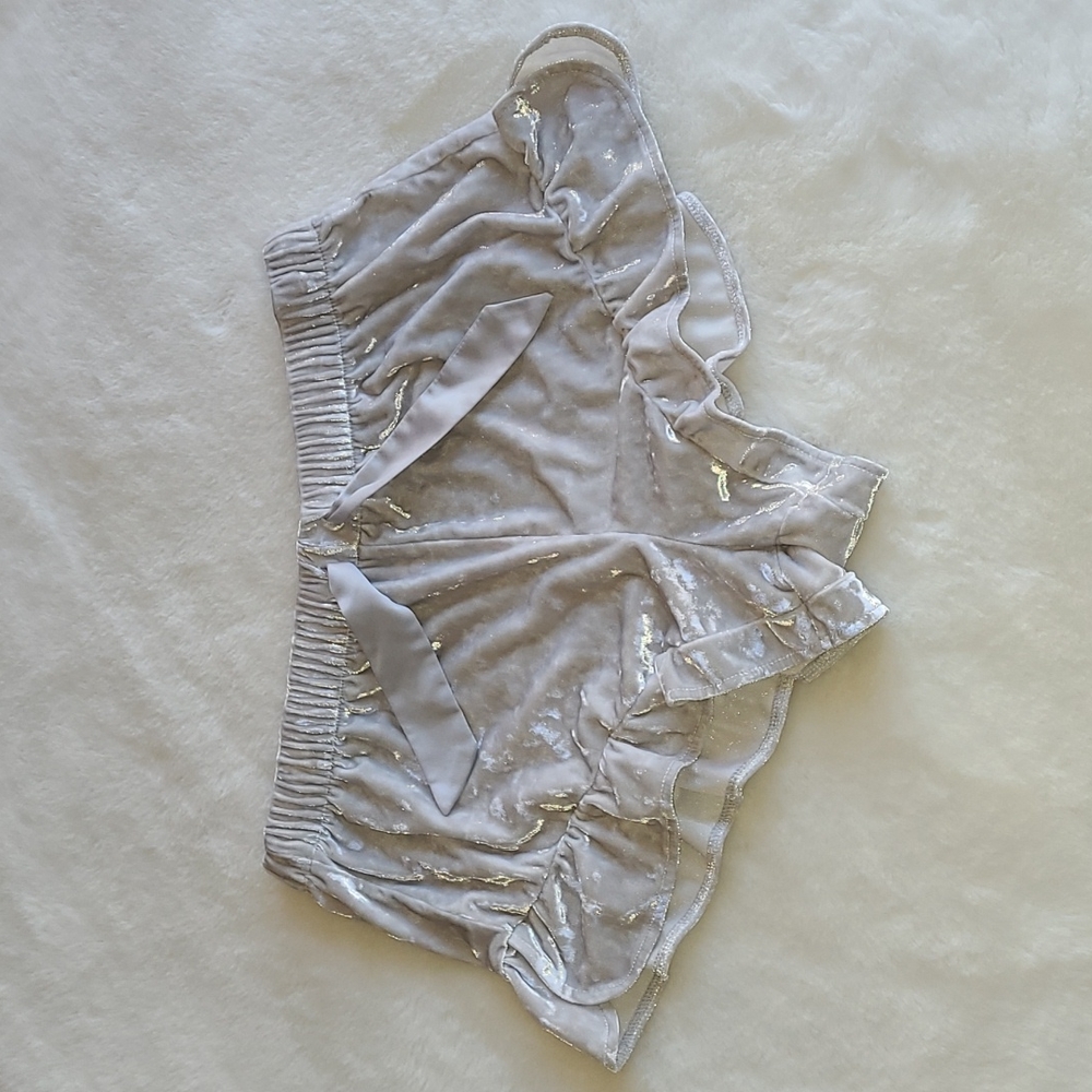 Victoria's Secret Gray Ruffle Velvet Drawstring Short Sleep Lounge Shorts